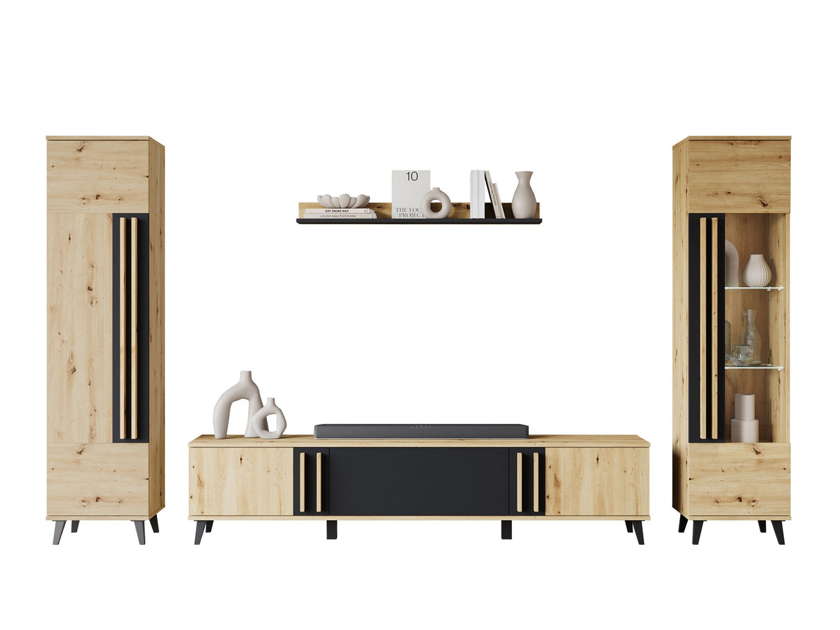 Nappali szett HELSINKI II, Szín: Artisan tölgy + Grafit, Led világítás: Igen