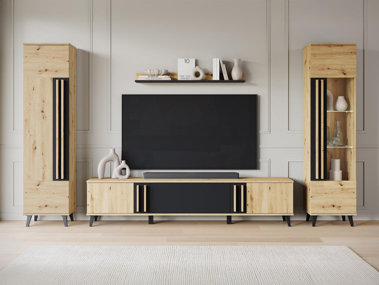 Nappali szett HELSINKI II, Szín: Artisan tölgy + Grafit, Led világítás: Igen