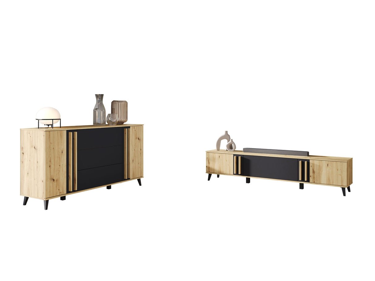 Nappali szett HELSINKI III, Szín: Artisan tölgy + Grafit