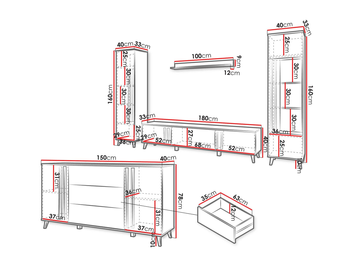 Nappali szett HELSINKI IV, Szín: Kasmír, Led világítás: Nem