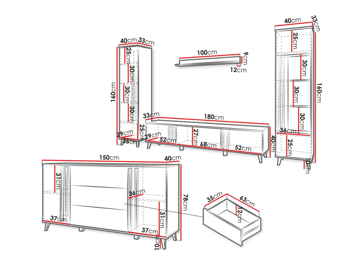 Nappali szett HELSINKI IV, Szín: Kasmír, Led világítás: Igen