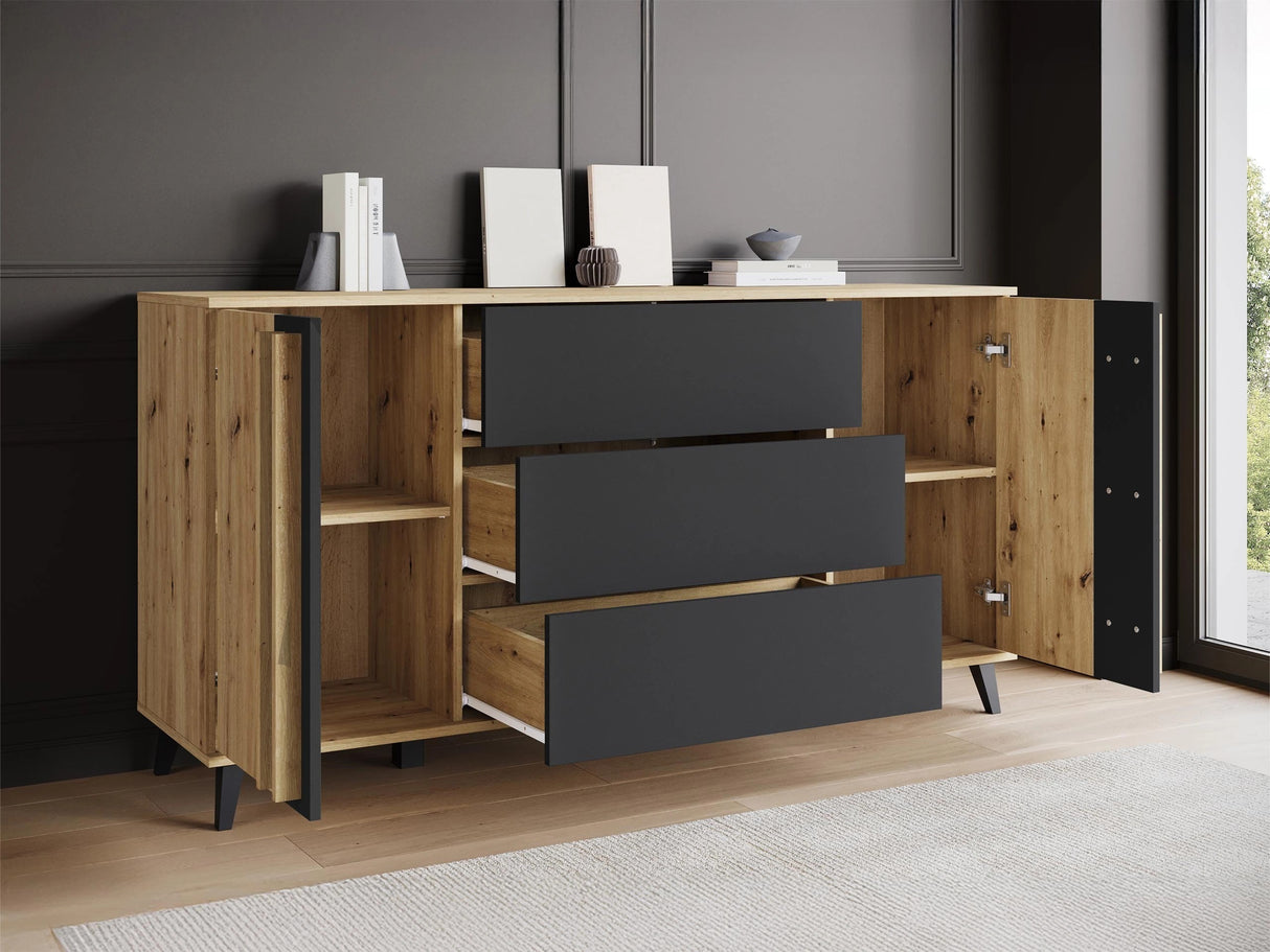 Nappali szett HELSINKI IV, Szín: Grafit, Led világítás: Nem