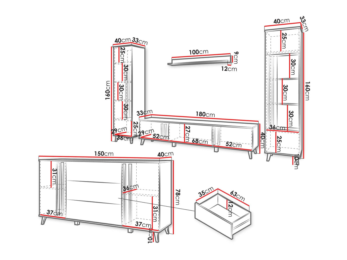 Nappali szett HELSINKI IV, Szín: Artisan tölgy + Grafit, Led világítás: Nem