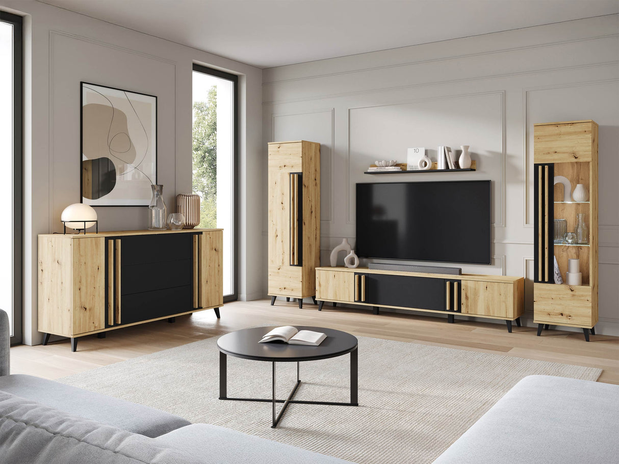 Nappali szett HELSINKI IV, Szín: Artisan tölgy + Grafit, Led világítás: Igen