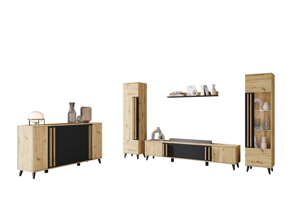 Nappali szett HELSINKI IV, Szín: Artisan tölgy + Grafit, Led világítás: Igen