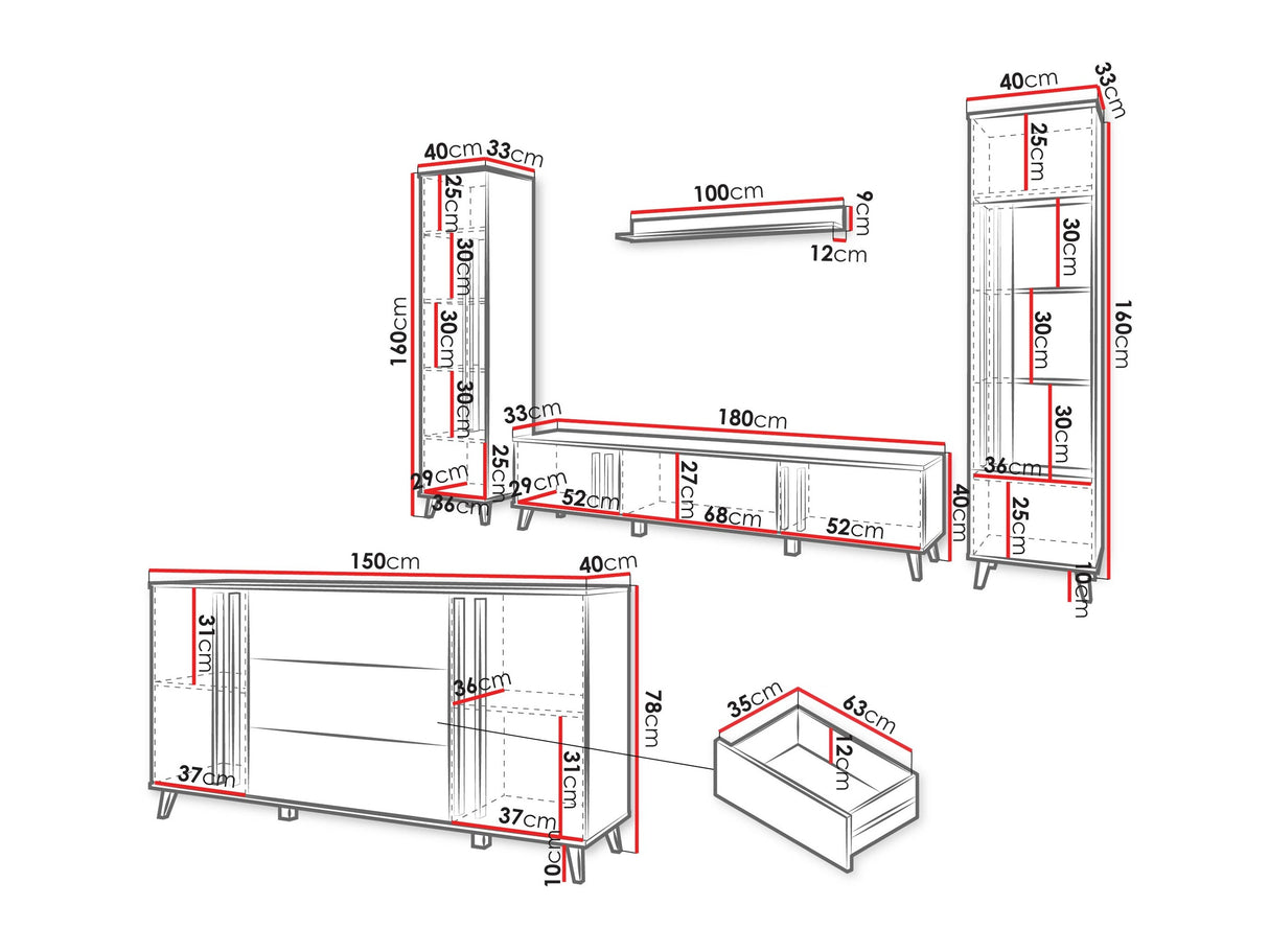 Nappali szett HELSINKI IV, Szín: Artisan tölgy + Grafit, Led világítás: Igen