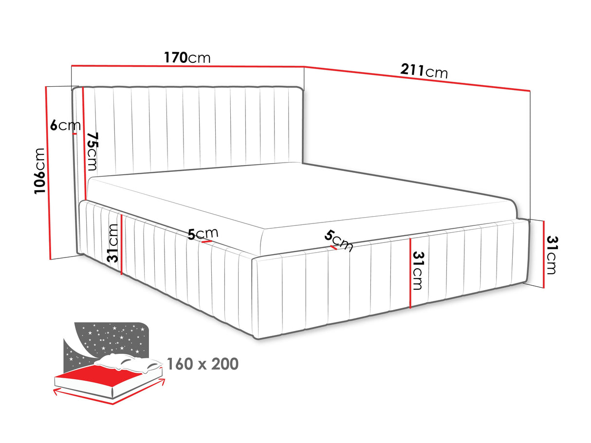 Ágy LEWEZO, Szín: Fresh 1, Alvó felület mérete: 160 x 200 cm