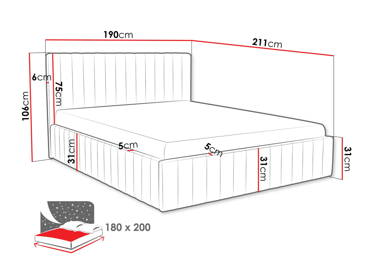 Ágy LEWEZO, Szín: Fresh 4, Alvó felület mérete: 180 x 200 cm
