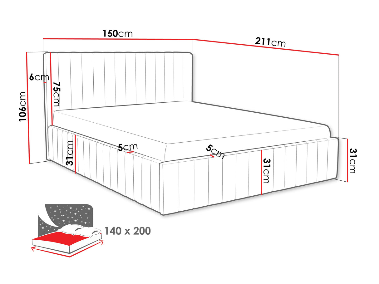 Ágy LEWEZO, Szín: Fresh 8, Alvó felület mérete: 140 x 200 cm