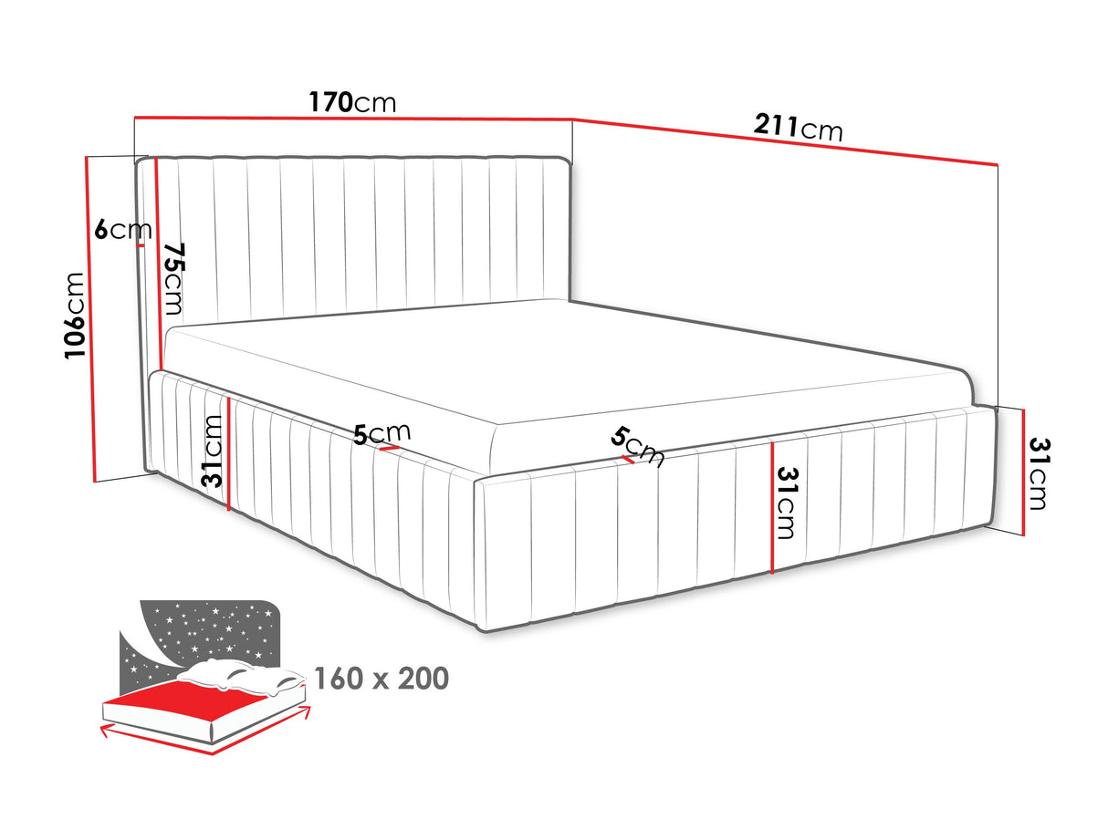 Ágy LEWEZO, Szín: Fresh 8, Alvó felület mérete: 160 x 200 cm