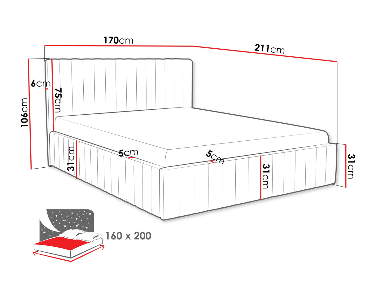 Ágy LEWEZO, Szín: Fresh 9, Alvó felület mérete: 160 x 200 cm