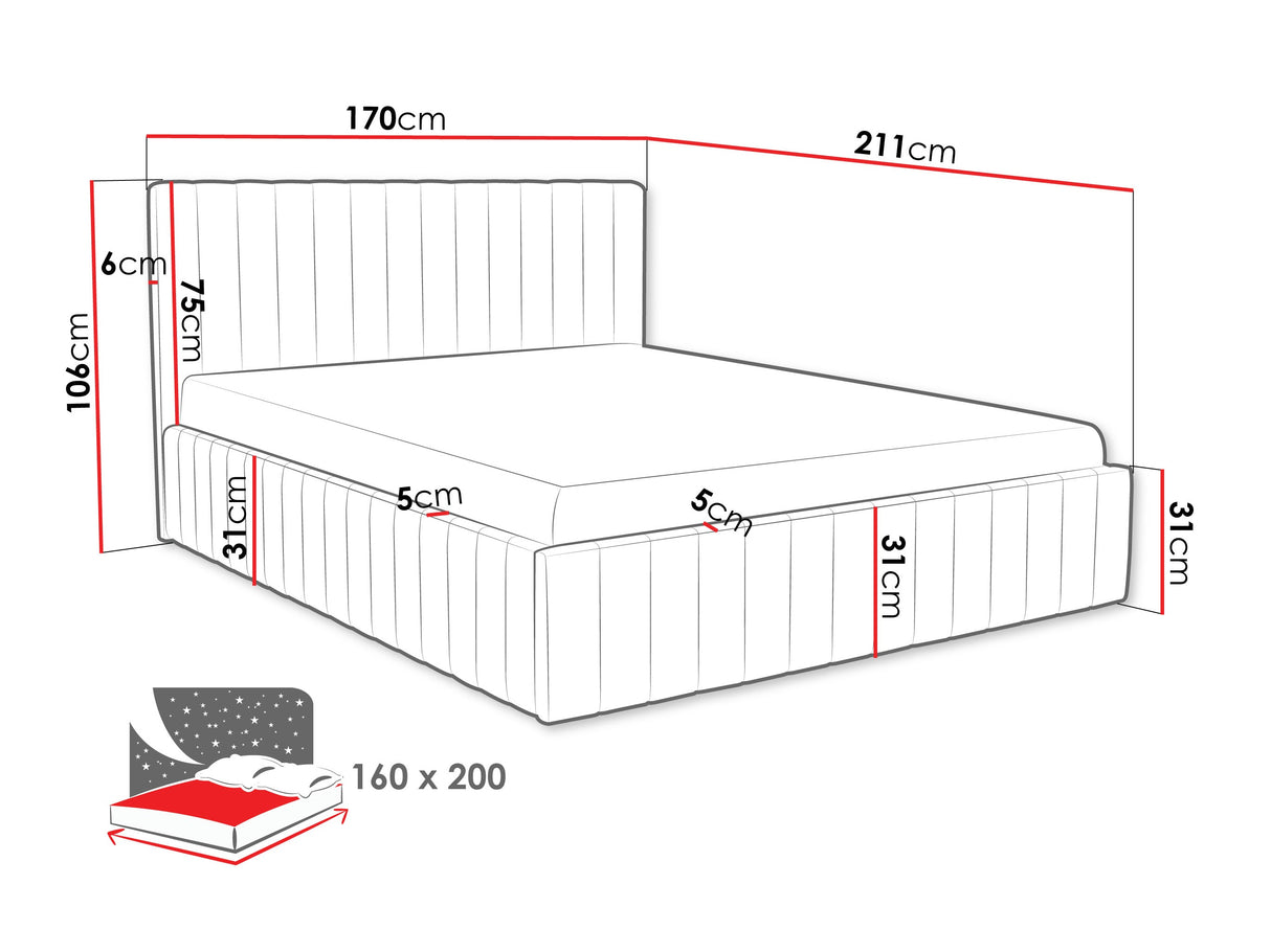 Ágy LEWEZO, Szín: Fresh 33, Alvó felület mérete: 160 x 200 cm
