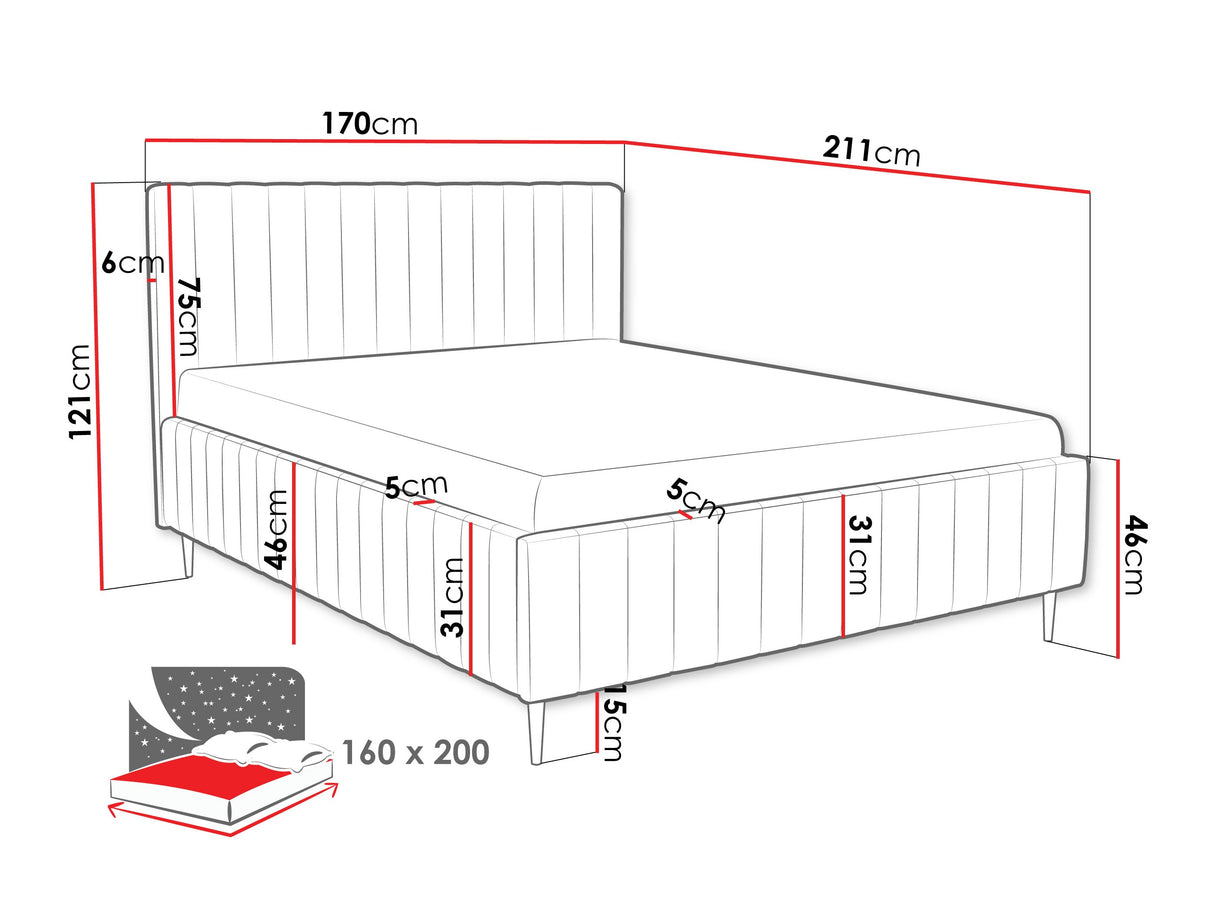 Ágy LEWEZO LEG, Szín: Fresh 1, Alvó felület mérete: 160 x 200 cm