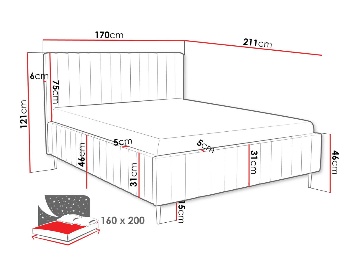 Ágy LEWEZO LEG, Szín: Fresh 4, Alvó felület mérete: 160 x 200 cm