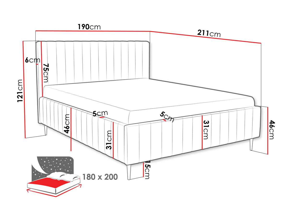 Ágy LEWEZO LEG, Szín: Fresh 4, Alvó felület mérete: 180 x 200 cm