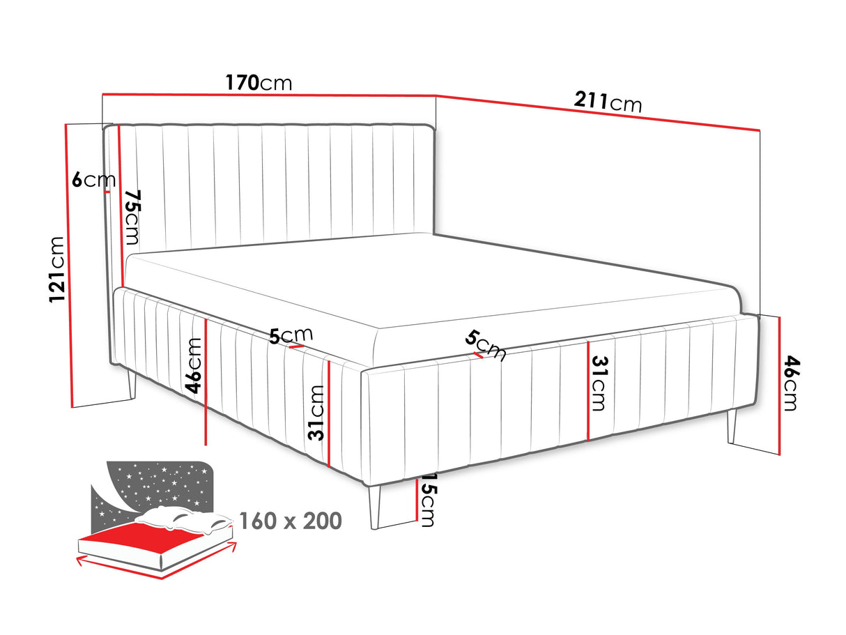 Ágy LEWEZO LEG, Szín: Fresh 8, Alvó felület mérete: 160 x 200 cm