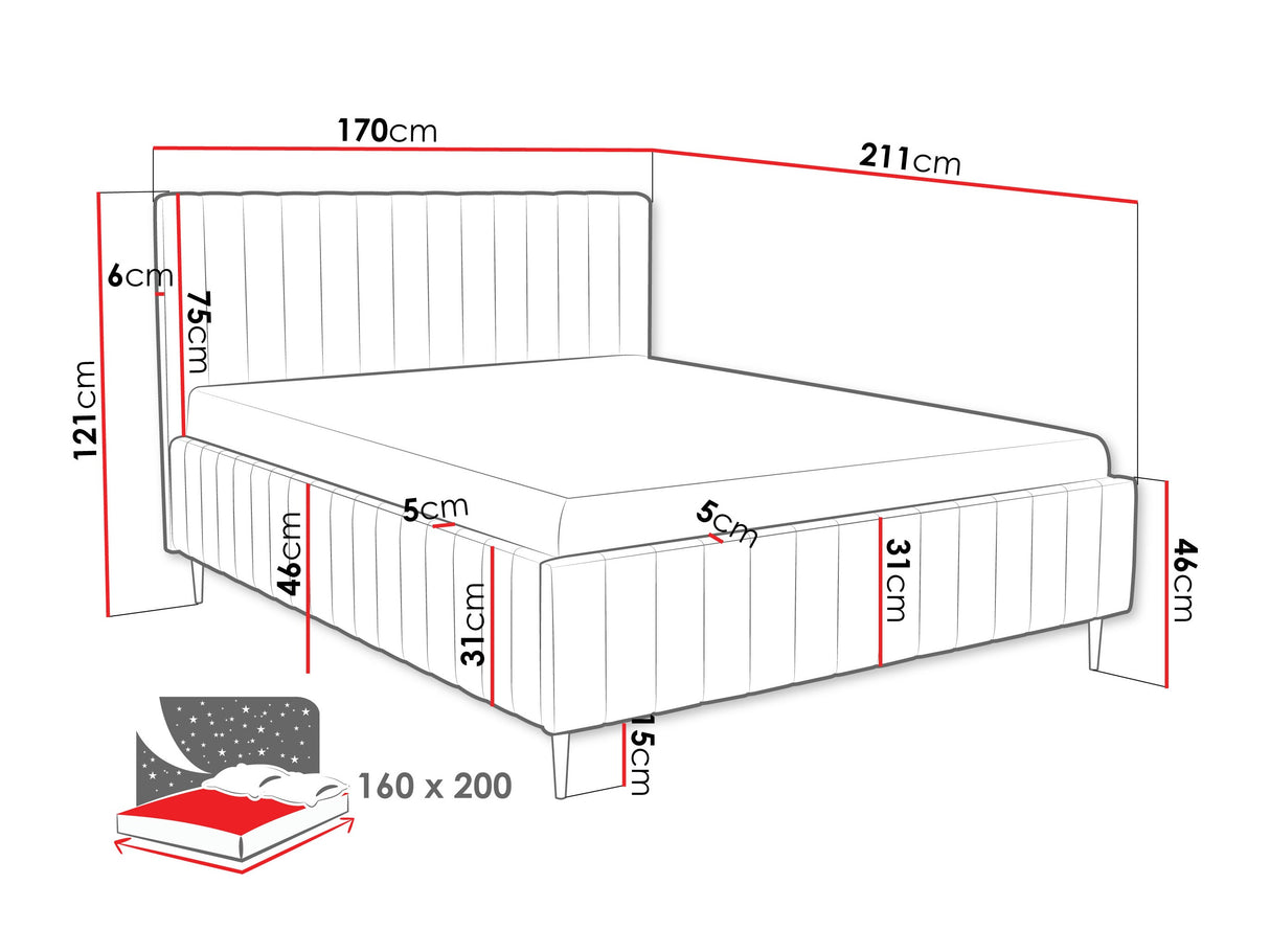 Ágy LEWEZO LEG, Szín: Fresh 33, Alvó felület mérete: 160 x 200 cm