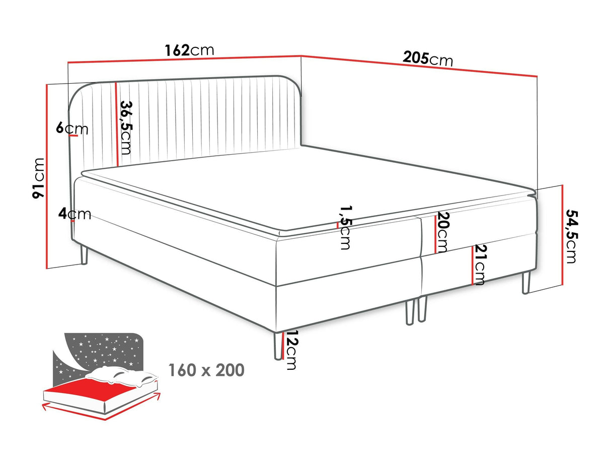 Kontinentális ágy BOX BEST 1, Szín: Coral 15, Alvó felület mérete: 160 x 200 cm 4129116