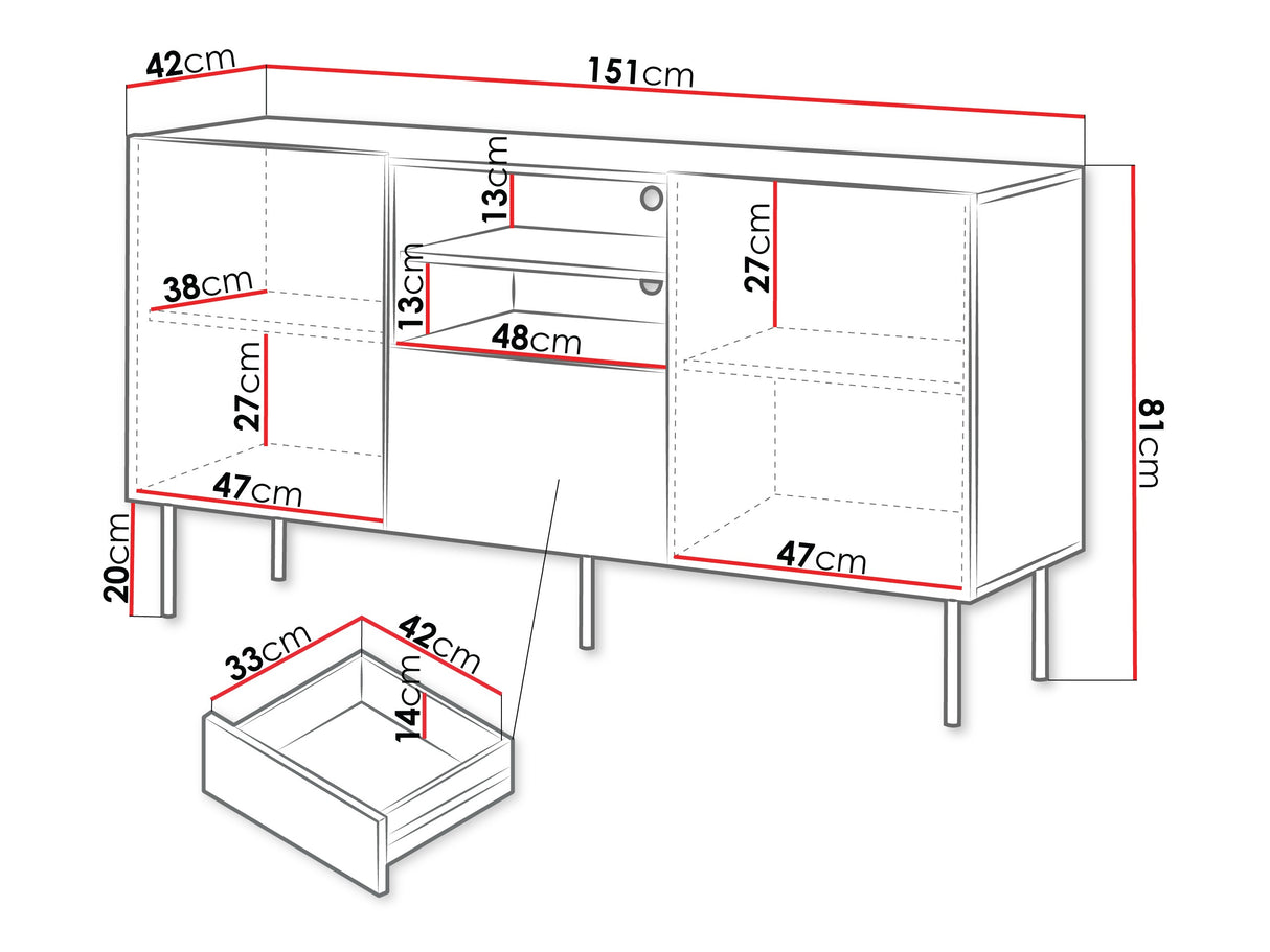 Komód Komoda TACOS 150 2D1S Orzech Warmia 4133145