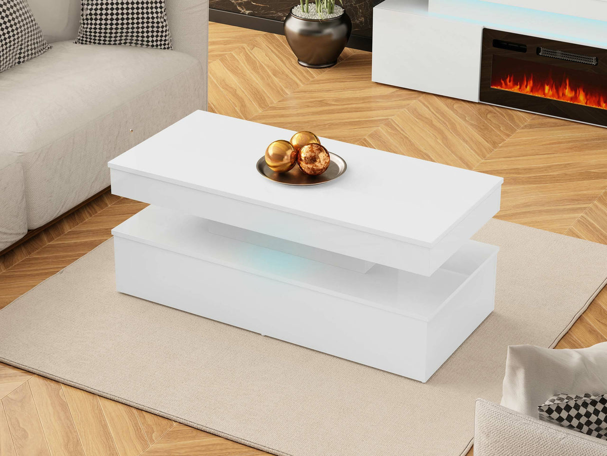 Dohányzóasztal 120 GLOSSA 01 (Lestirol) (Fehér + Fényes fehér) 4133180