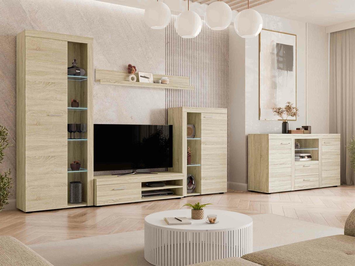 Nappali szett Rumba (Rodos) II, Led világítás: Igen, Szín: Sonoma tölgy 4133317