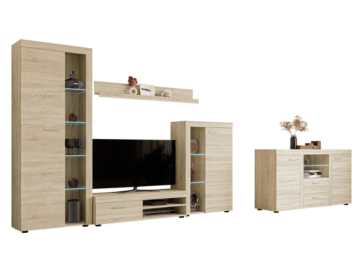 Nappali szett Rumba (Rodos) II, Led világítás: Igen, Szín: Sonoma tölgy 4133332