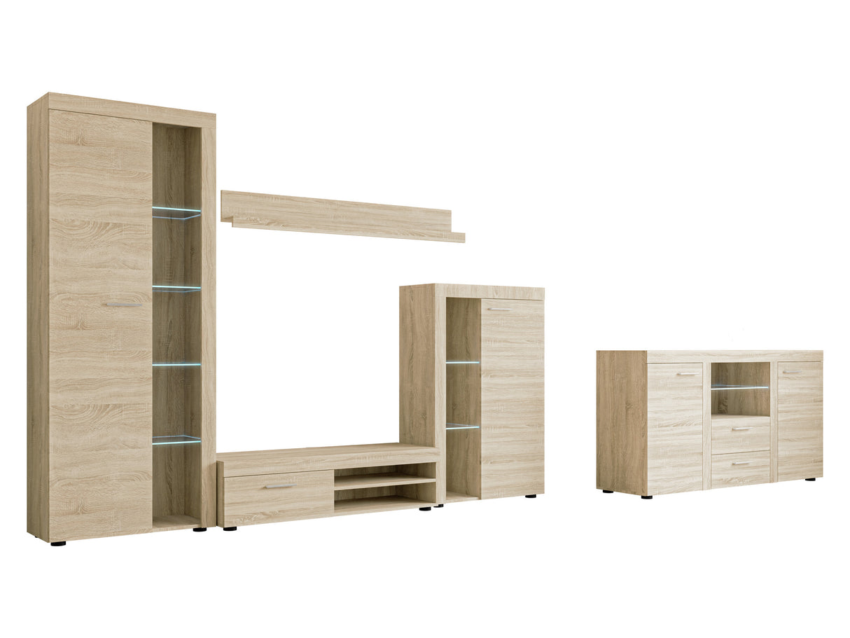 Nappali szett Rumba (Rodos) II, Led világítás: Igen, Szín: Sonoma tölgy 4133333