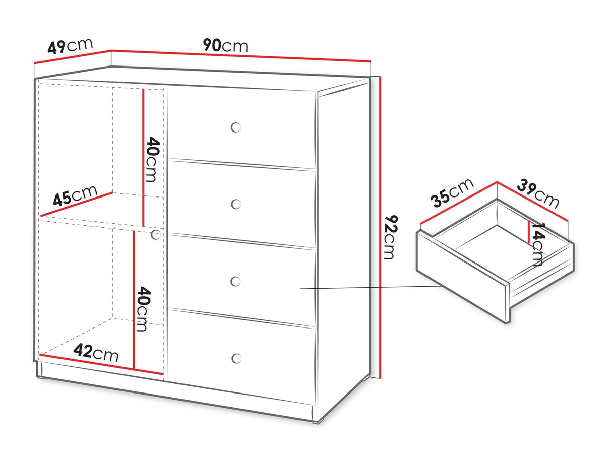Komód Komoda FERENA 1D4SZ Kaszmir