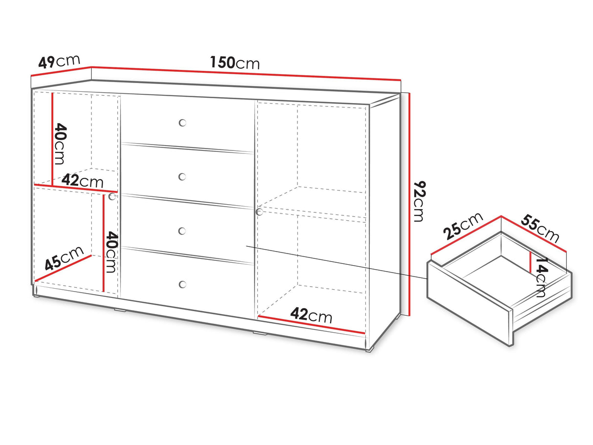 Komód Komoda FERENA 2D4SZ Kaszmir