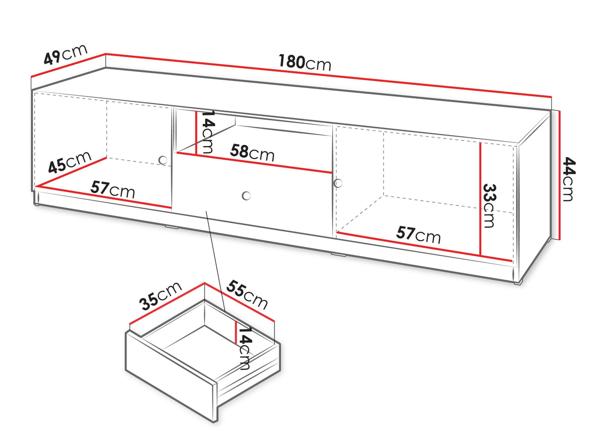TV-állvány Szafka RTV FERENA 2D1SZ Kaszmir