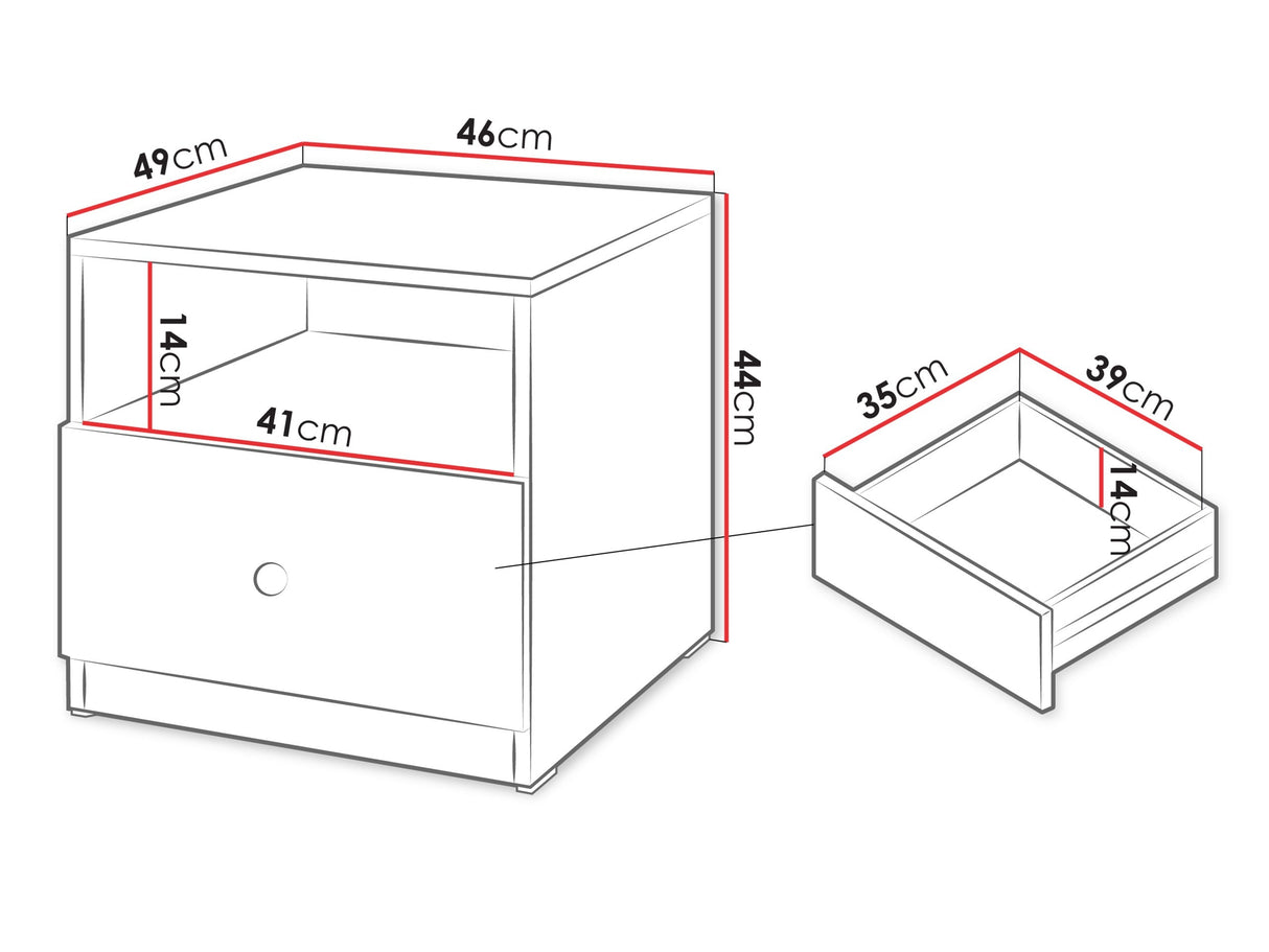 Éjjeliszekrény Stolik nemcny FERENA Kaszmir