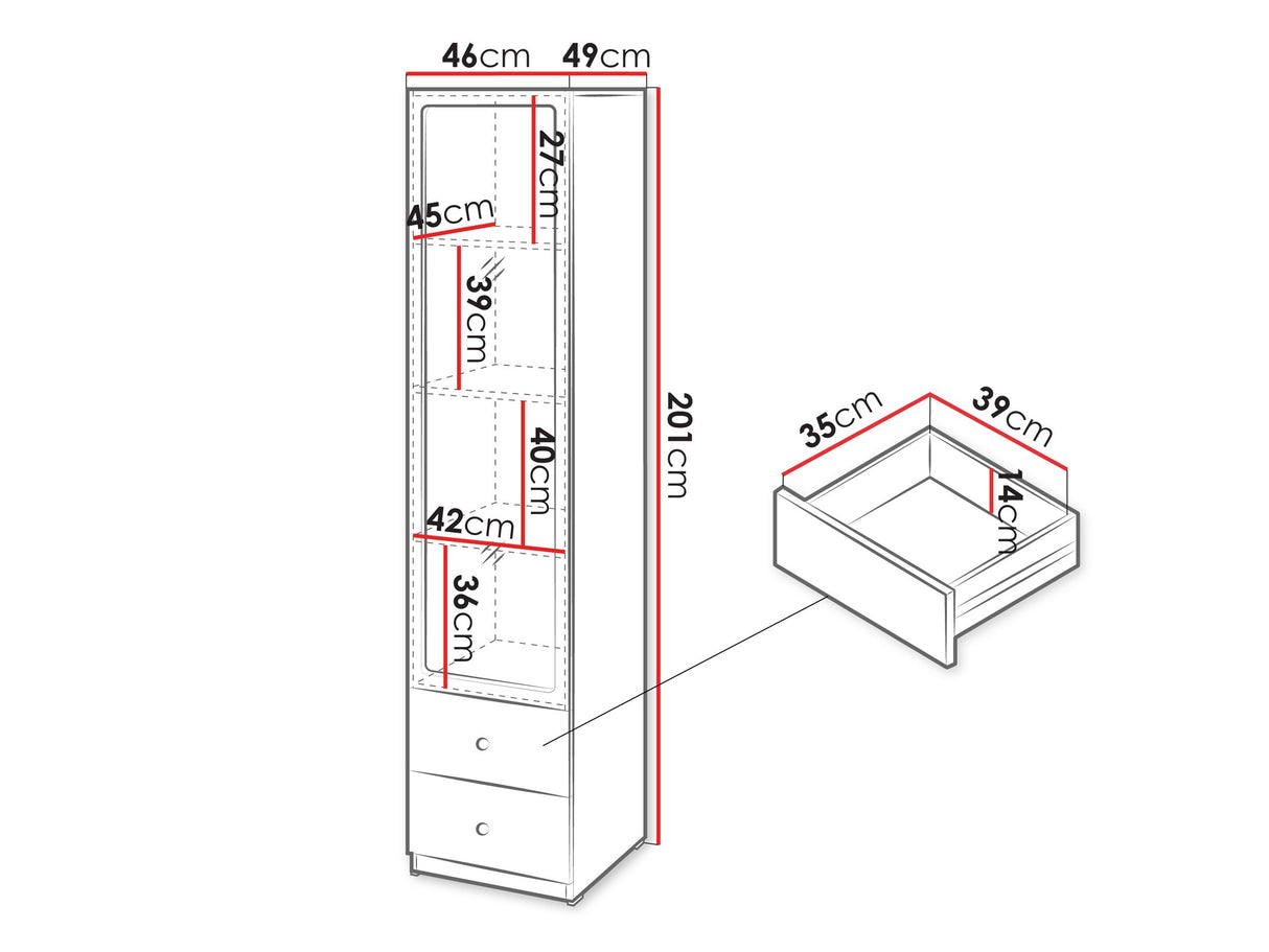 Könyvespolc Witryna FERENA 1D2SZ Kaszmir