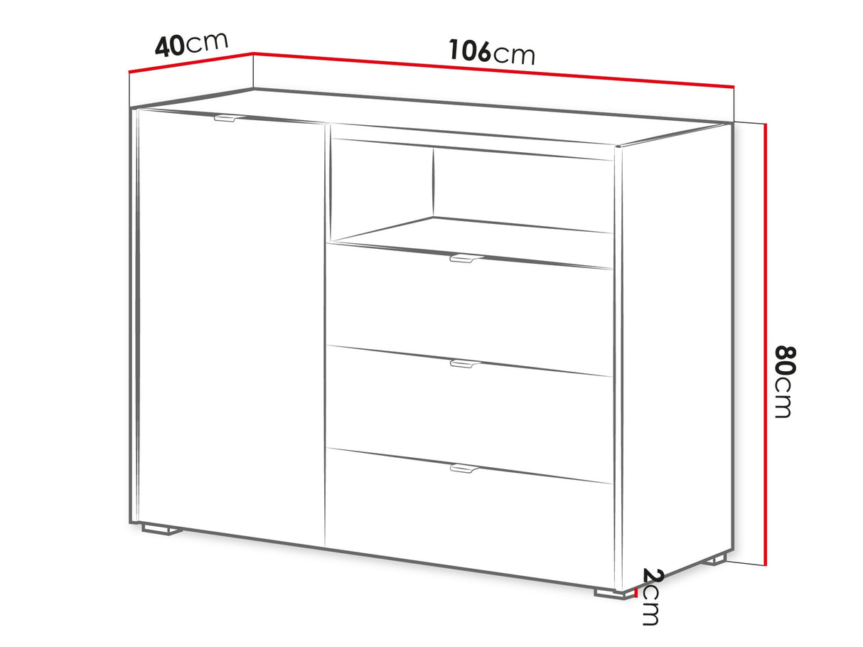Komód Komoda 1D3SZ CYLIZA CY-01 Dąb Vicenza Bielona