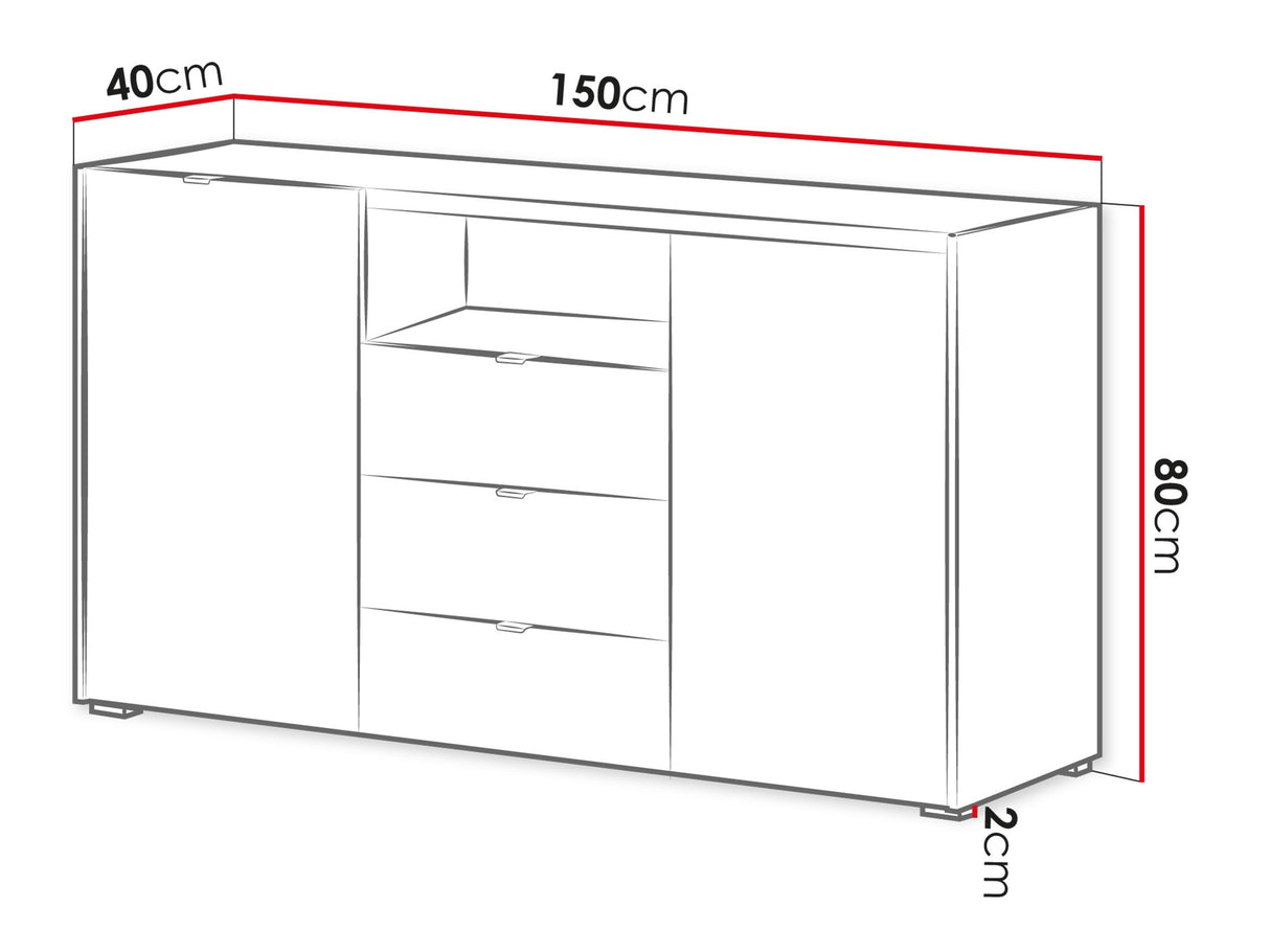 Komód Komoda 2D3SZ CYLIZA CY-02 Dąb Vicenza Bielona