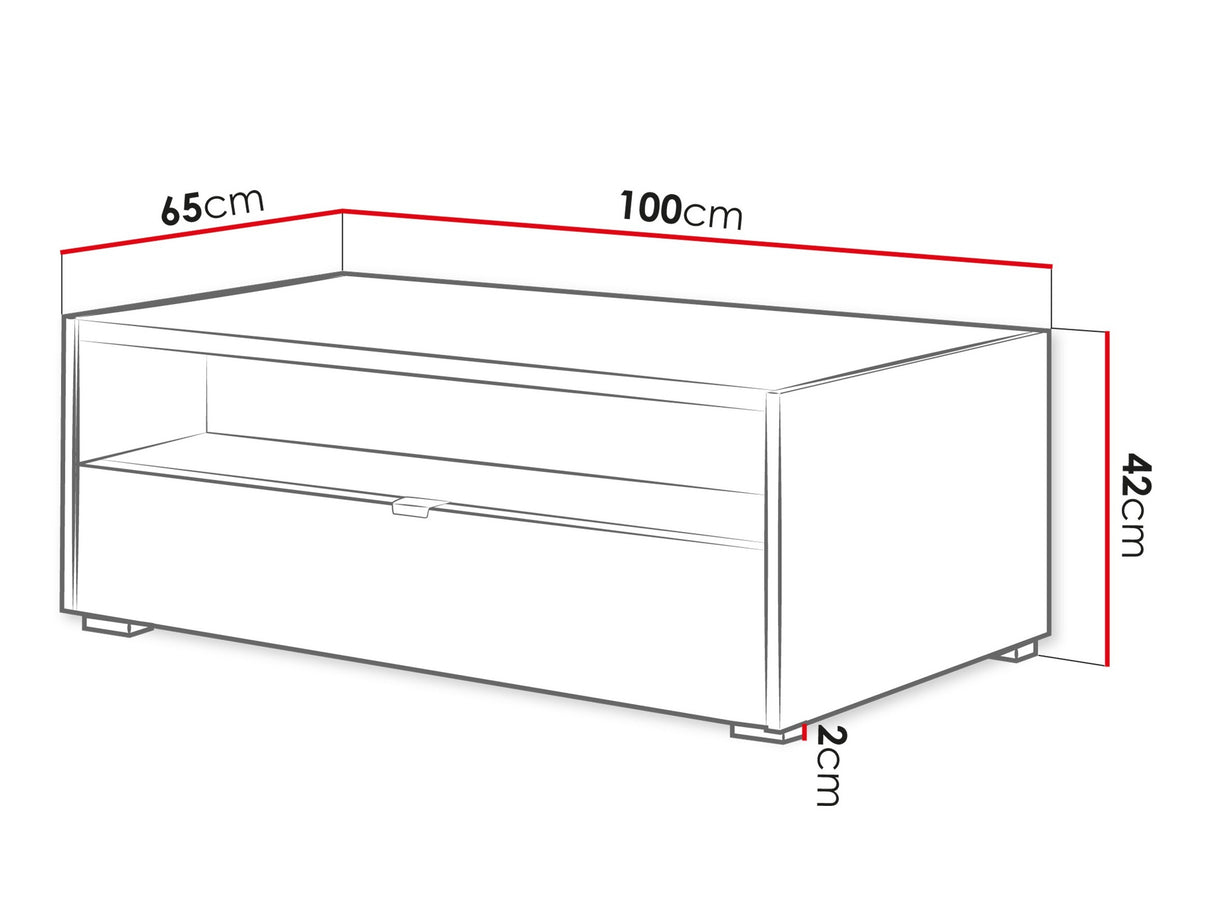 Dohányzóasztal Stolik kawowy 1SZ CYLIZA CY-04 Dąb Vicenza Bielona