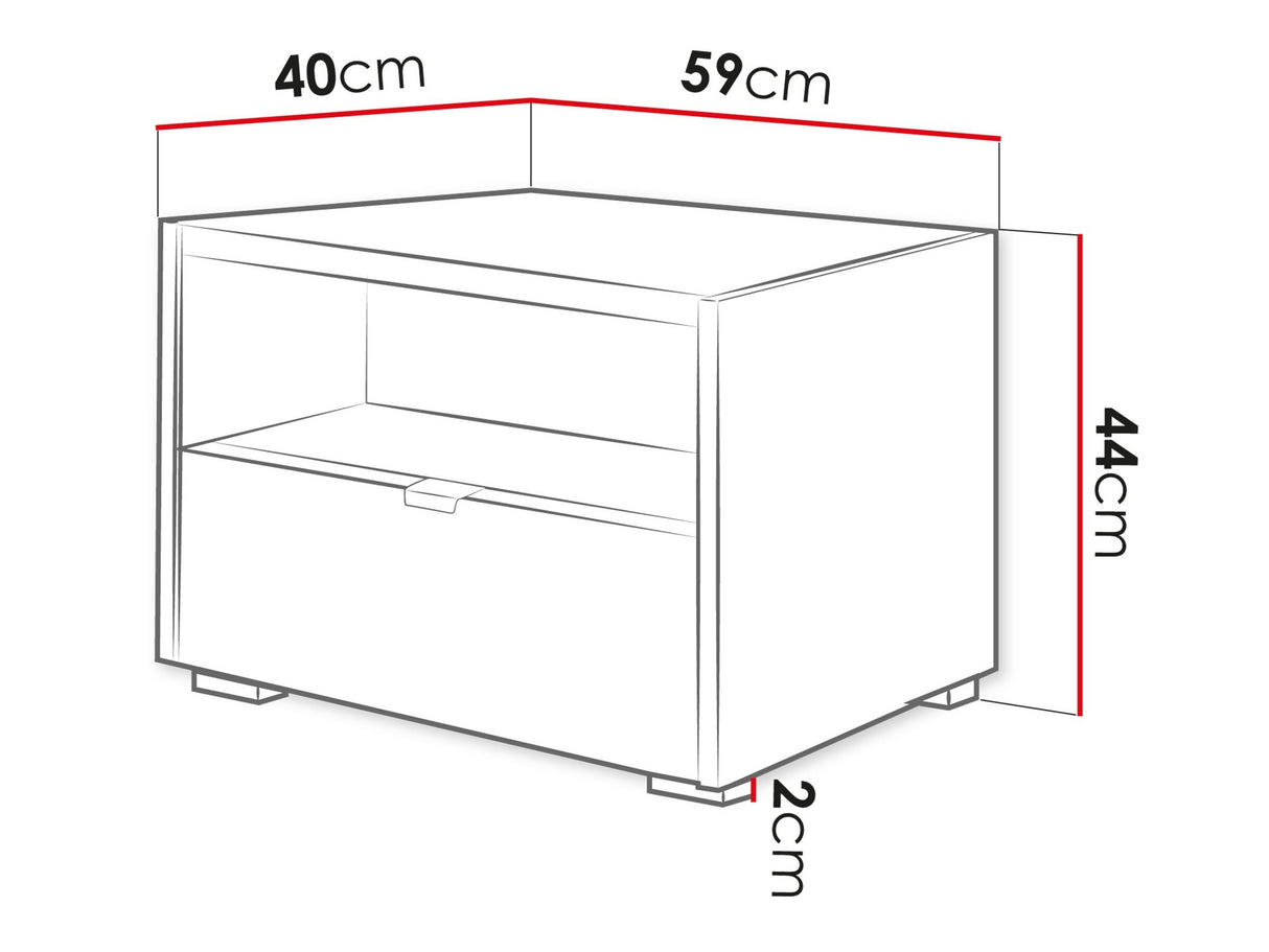 Éjjeliszekrény Stolik nemcny 1SZ CYLIZA CY-05 Dąb Vicenza Bielona