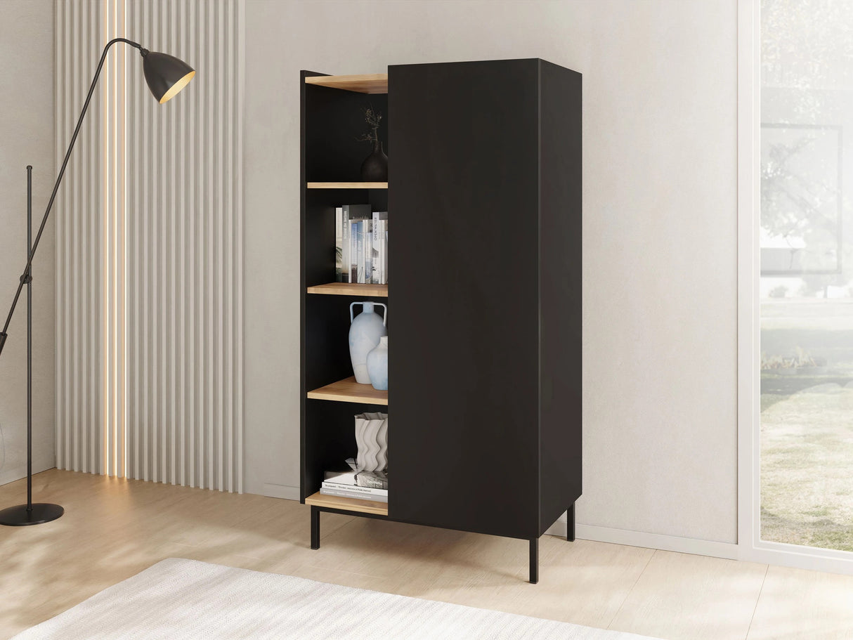 Könyvespolc Regał SYSTEM 72, Szín: Fekete + Világosbarna