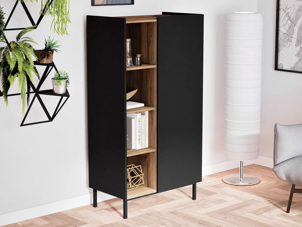 Könyvespolc Regał SYSTEM 72, Szín: Fekete + Világosbarna