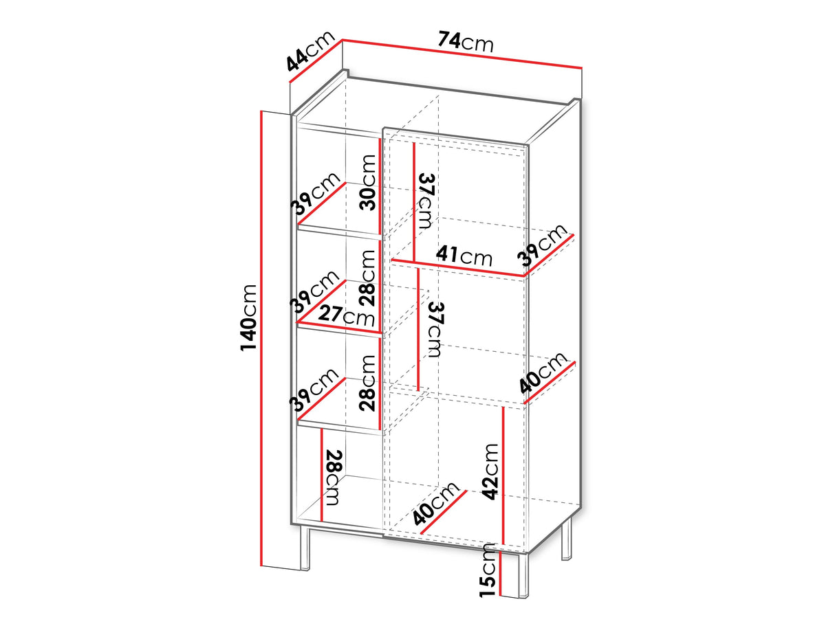 Könyvespolc Regał SYSTEM 72, Szín: Fekete + Világosbarna