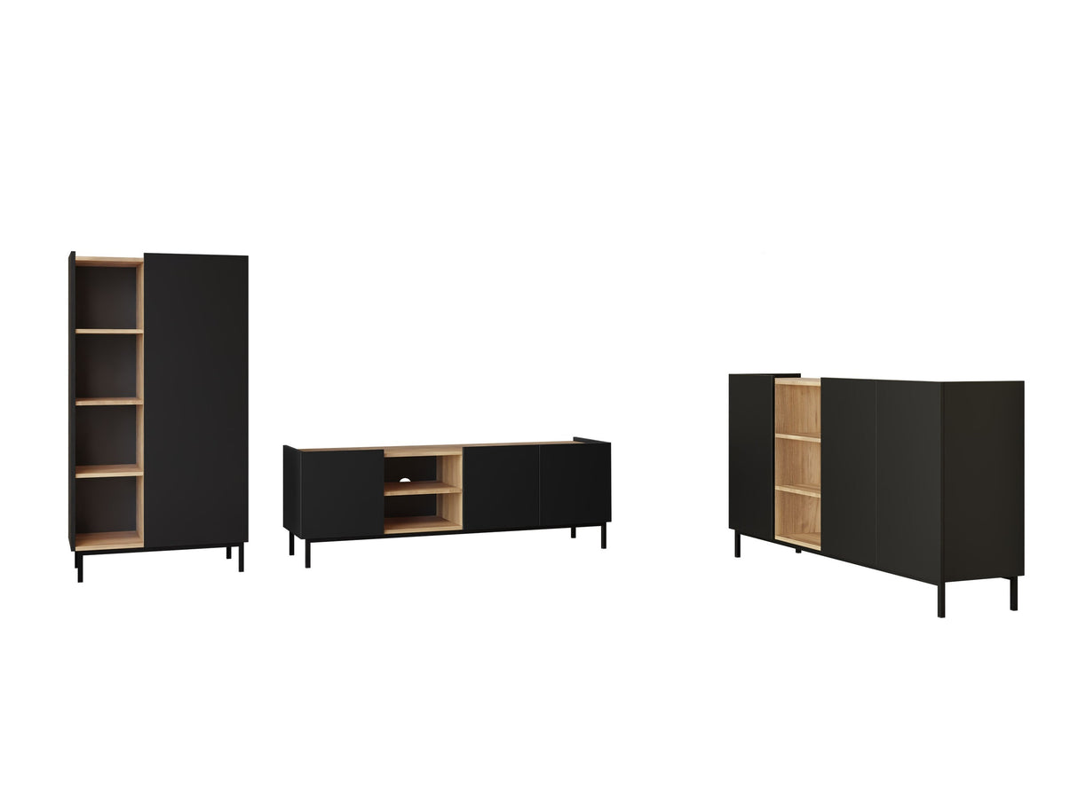 Nappali szett Meble SYSTEM 72 I, Szín: Fekete + Világosbarna