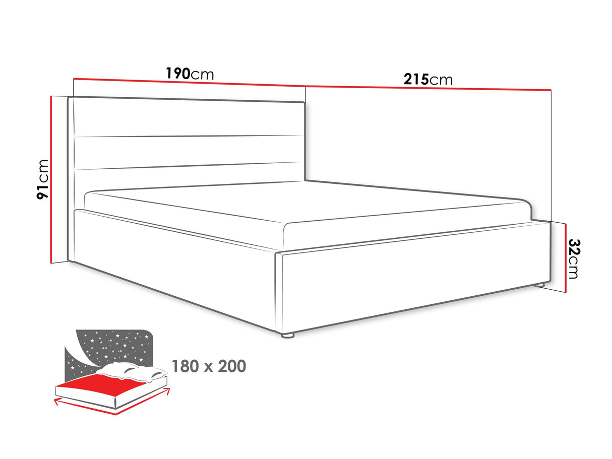 Ágy Łóżko LUTKO, Szín: Szürke, Alvó felület mérete: 180 x 200 cm