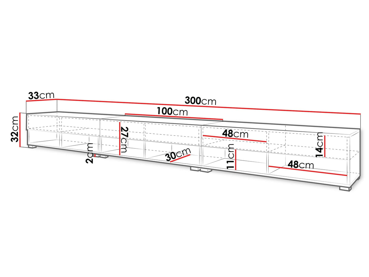 TV-állvány Szafka RTV A 300 Közepes sűrűségű farostlemez Czarny grafit/Wotan/Czarna Jodełka M7, Led világítás: Igen 4146879