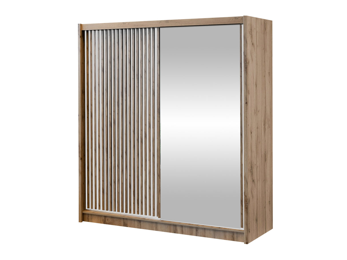 Gardróbszekrény Szafa przesuwna LONDON 203 L Dąb Wotan/Biały/Lustro 5903211436161