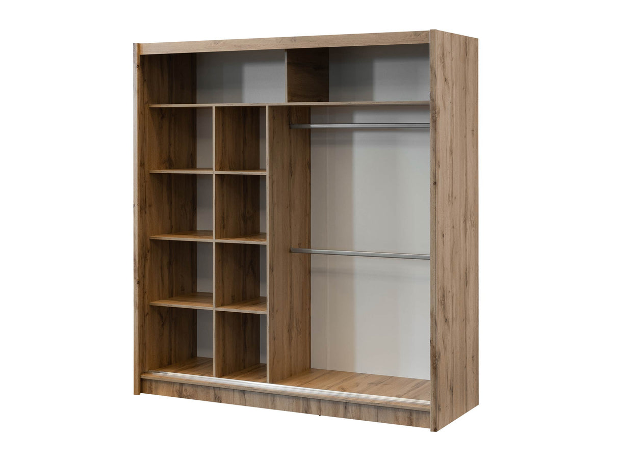 Gardróbszekrény Szafa przesuwna LONDON 203 L Dąb Wotan/Biały/Lustro 5903211436161