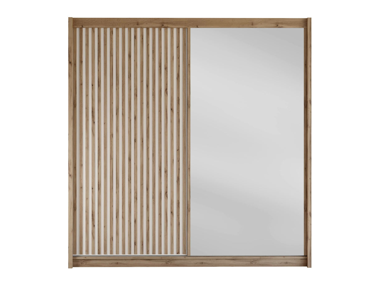 Gardróbszekrény Szafa przesuwna LONDON 203 L Dąb Wotan/Biały/Lustro 5903211436161