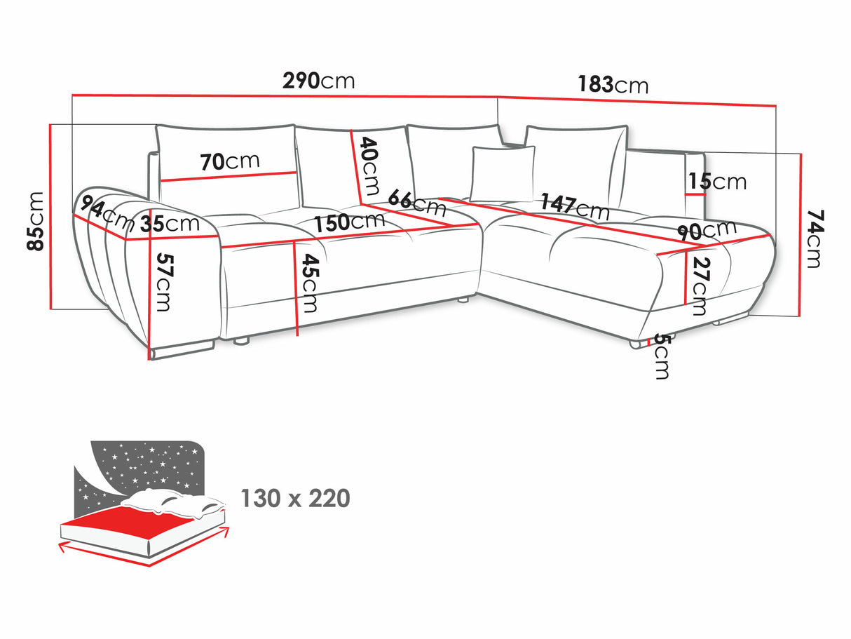 Sarokkanapé Narożnik FORREST, Szín: Velo 623, Változatok: Jobbos 4153653
