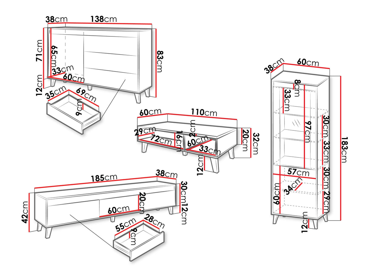 Nappali szett Meble NORD I Wotan/Antracyt
