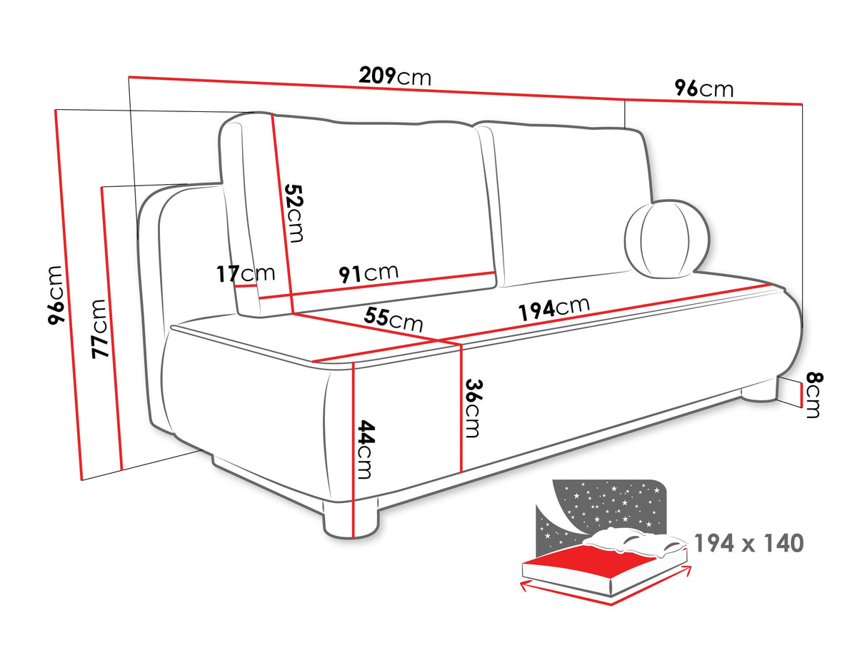 Kanapéágy Kanapa GAJA, Szín: Coral 50