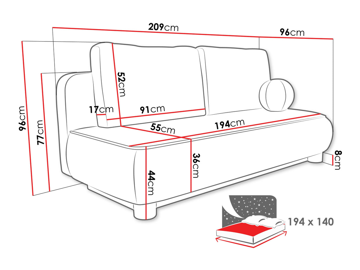 Kanapéágy Kanapa GAJA, Szín: Coral 65