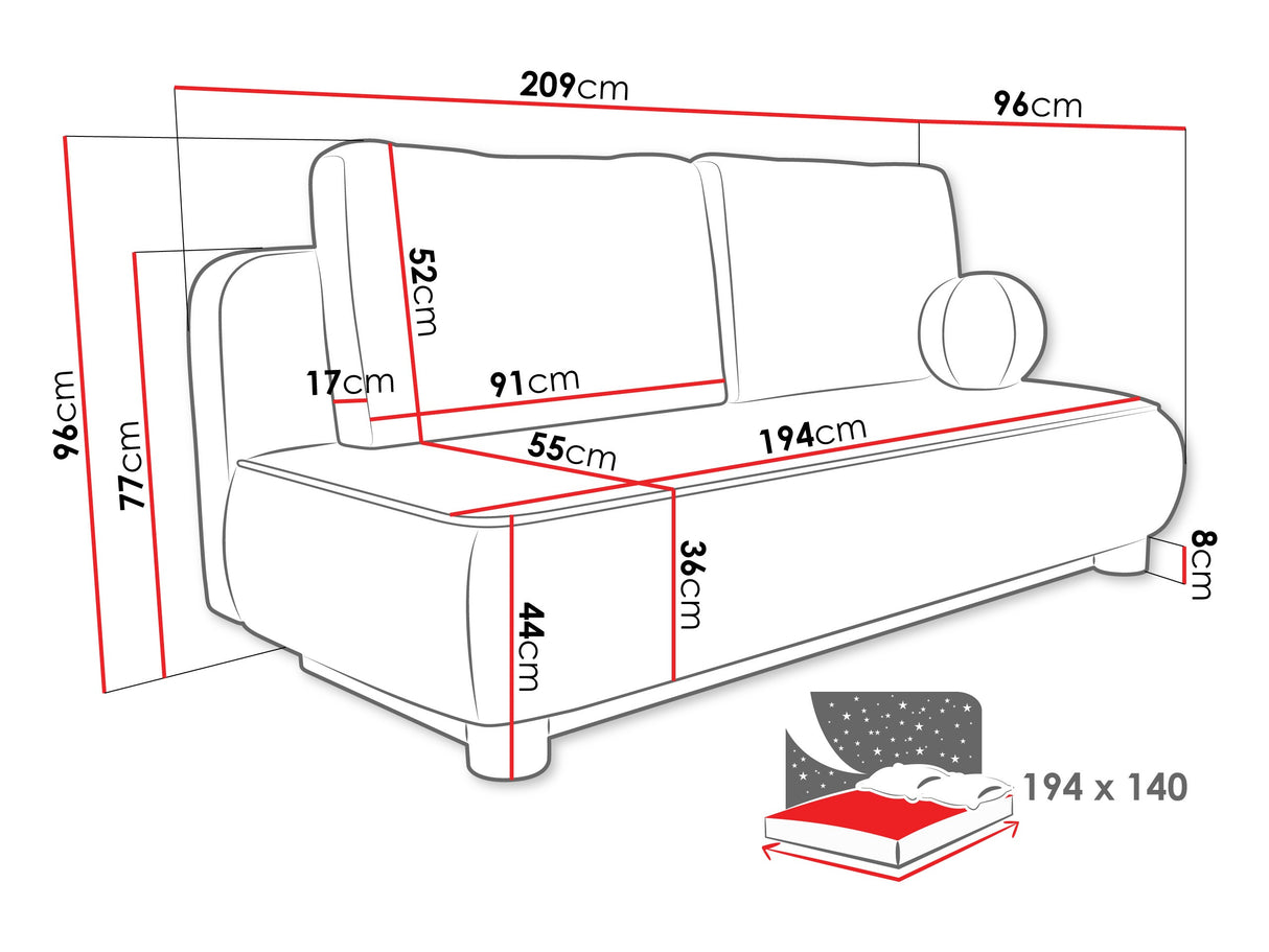 Kanapéágy Kanapa GAJA, Szín: Coral 75
